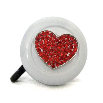 Red heart on white Bike Bell By CruiserCandy.com