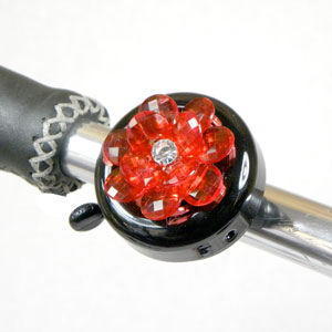 Red Flower Bling Bike Bell by CruiserCandy.com